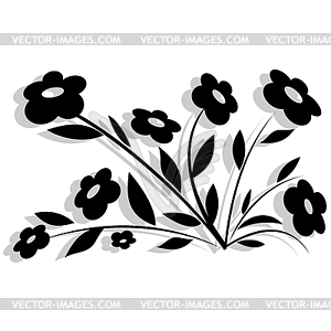 Flowers - white & black vector clipart