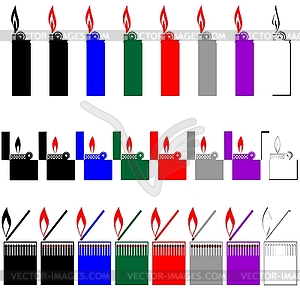 Спички и зажигалки - изображение векторного клипарта