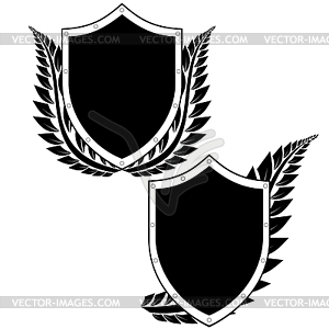 Shield and laurel branch - vector image