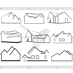 Outlines of houses - vector clip art