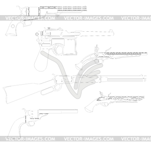 Contours of weapons - vector clip art