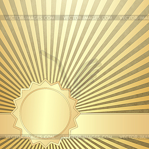 Old grunge paper with gold rays - vector clip art