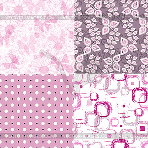 Set seamless vintage pink pattern - vector clipart