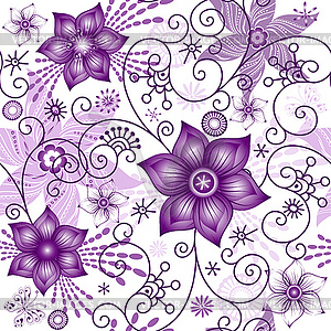 Бесшовные весной белый-фиолетовый узор - векторизованное изображение клипарта