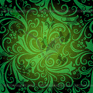 Green seamless vintage pattern - vector clip art