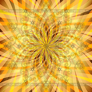 Vintage orange-gold pattern with translucent rays - vector EPS clipart