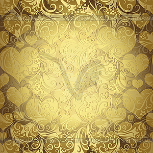 Gold seamless valentine pattern - vector clipart