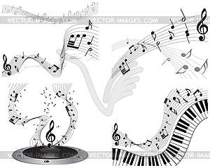 Musical note staff set - vector clipart