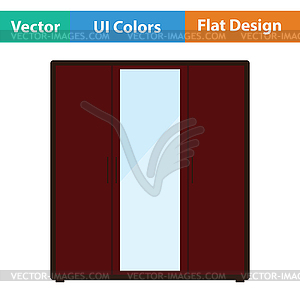 Wardrobe with mirror icon - vector image