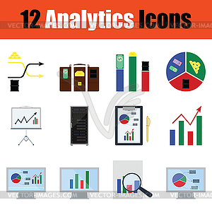 Flat design analytics icon set - vector clipart