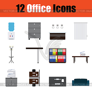 Набор иконок для офисной мебели - клипарт в векторе / векторное изображение