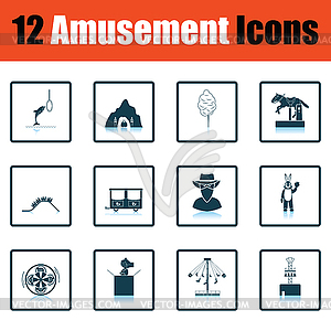 Amusement park icon set - vector image