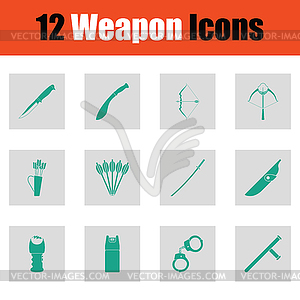 Set of twelve weapon icons - vector clipart