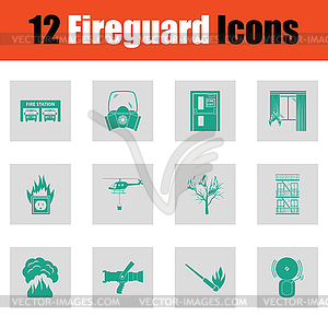 Set of fire service icons - vector image