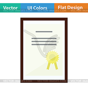 Certificate under glass icon - vector image