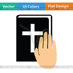 Hand on Bible icon - vector image