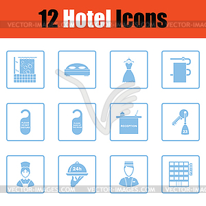 Set of twelve hotel icons - vector clip art