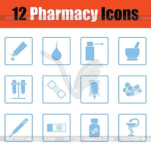 Set of twelve pharmacy icons - vector clipart