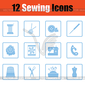 Set of twelve sewing icons - vector clipart