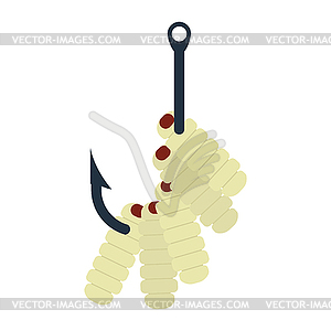 Icon of worm on hook - vector clip art