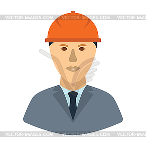 Icon of construction worker head in helmet - vector image