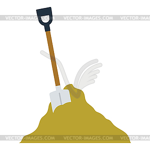 Icon of Construction shovel and sand - vector image