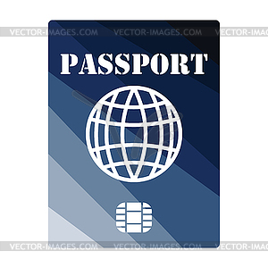 Passport with chip icon - vector clipart