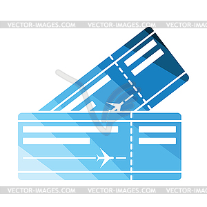 Two airplane tickets icon - color vector clipart
