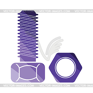 Icon of bolt and nut - vector clip art