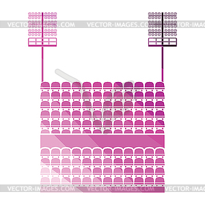 Stadium tribune with seats and light mast icon - vector clip art