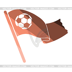 Football fans waving flag with soccer ball icon - vector image