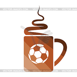 Football fans coffee cup with smoke icon - vector clipart