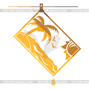 Icon of photograph drying on rope - vector clipart