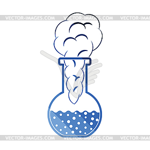 Icon of chemistry bulb with reaction inside - vector clip art