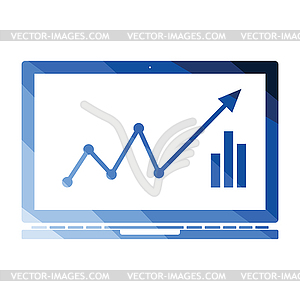 Laptop with chart icon - vector image