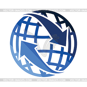 Globe with arrows icon - vector clip art