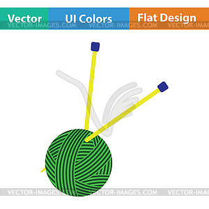 Яркий шар с иглами вязальных игл - векторное графическое изображение