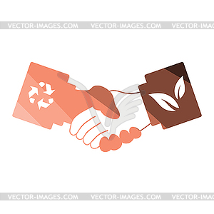 Ecological handshakes icon - vector image