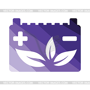 Car battery leaf icon - vector image