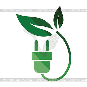 Electric plug leaves icon - vector image