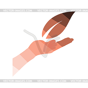 Hand holding leaf icon - vector clipart