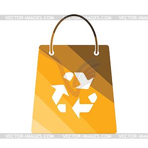 Shopping bag with recycle sign icon - color vector clipart