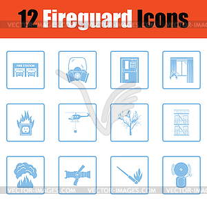 Set of fire service icons - vector clipart