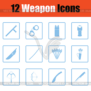 Набор из двенадцати значков оружия - изображение в векторном виде