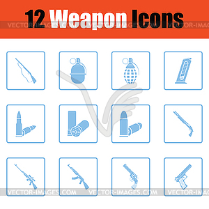 Set of twelve weapon icons - vector image