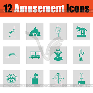 Amusement park icon set - vector image