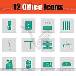 Office furniture icon set - vector image