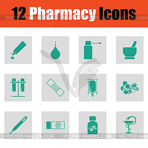 Set of twelve pharmacy icons - vector clip art