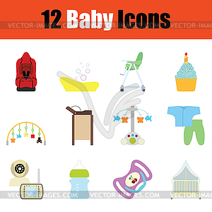 Baby icon set - color vector clipart