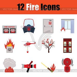 Fire icon set - vector clipart